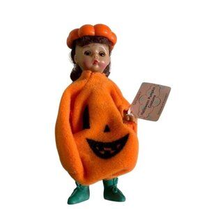 Madame Alexander Halloween Pumpkin Costume Doll Vintage Bright Orange 8" Tag Cut